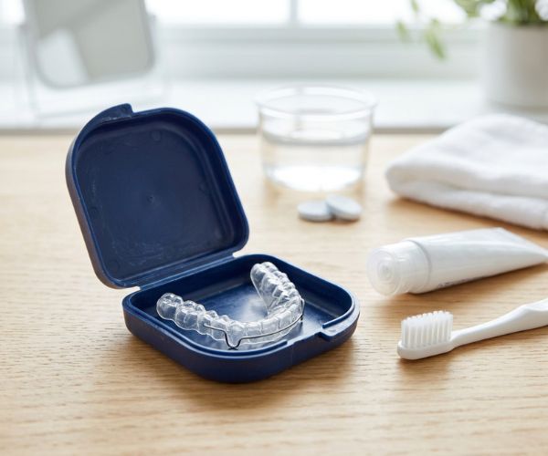 Retainers and Aftercare examination following dental alignment treatment.